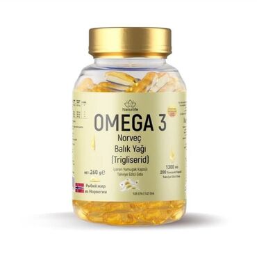 İdman qidaları: Omega 3 Norveç balıq yağı. 200 kapsul. Omeqa 3 balıq yağının beyin