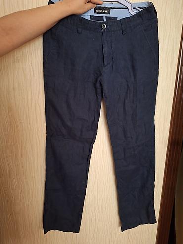 beli: PAOLO MARK kişi şalvarı - Model: Klassik düz kəsim - Rəng: Tünd göy — 1
