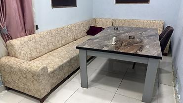 divan kafe: L formal qonaq/istirahət guşələri üçün L formalı künc divan və mərmər — 1