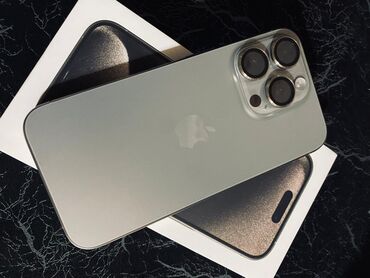 Apple iPhone: IPhone 15 Pro, Б/у, 256 ГБ, Natural Titanium, Кабель, Коробка, 100 %