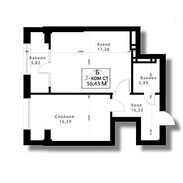 residence: 1 комната, 56 м², 10 мкр Элитка, 10 этаж, ПСО (под самоотделку) — 2