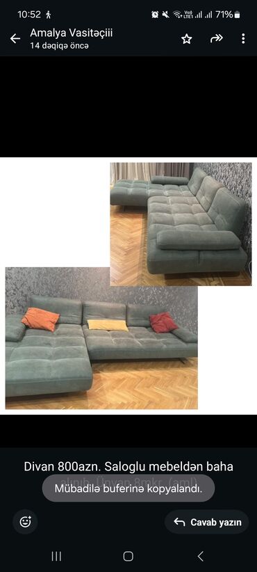 Qonaq otağı dəstləri: Künc divan, İşlənmiş, Açılmayan, Çatdırılma yoxdur