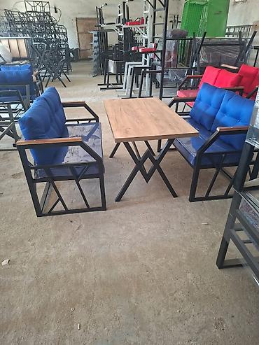 həyət mebeli: Metal karkaslı oturma dəsti – restoran, kafe, teras və bağ məkanları — 5