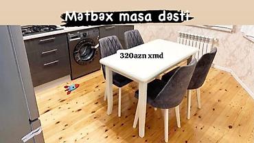 taxta stul stol: Mətbəx üçün, Yeni, Açılmayan, Dördbucaq masa, 4 stul — 1
