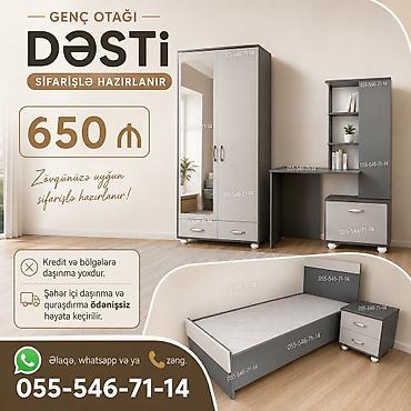 Gənc otağı mebel dəsti – sifarişlə hazırlanır Tərkib: - İki qapılı