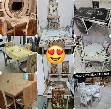 Masalar və oturacaqlar: Mətbəx üçün, Yeni, Açılan, Dördbucaq masa, 4 stul — 1