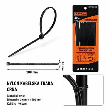 Phone Cables: KMT Kablovska vezica crni 9368030 Crne najlonske kablovske vezice za — 1