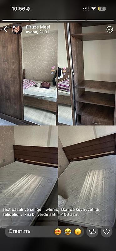 taxt satilir: Yataq otağı dəsti - Taxt: bazalı model, yumşaq başlıq, döşək ilə — 1