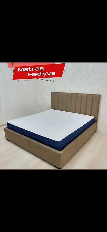 mebel modelleri: Mebel yataq dəsti – yumşaq başlıq və bazalı çarpayı - Müasir minimal — 1