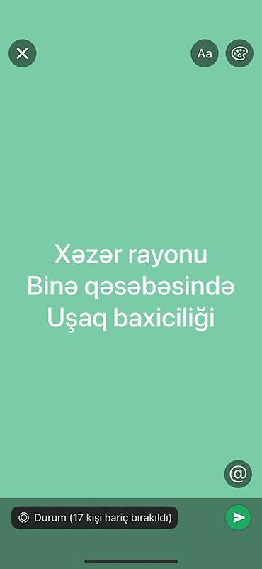daye xirdalan: Xəzər rayonu, Binə qəsəbəsində uşaq baxıcılığı xidməti - Ev — 1
