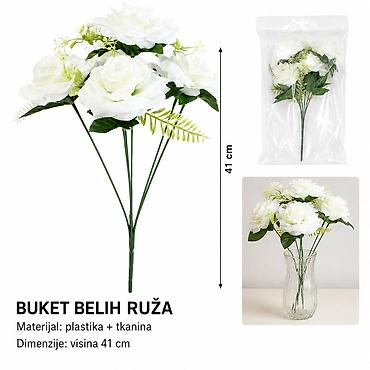 KMT 6 bela 711057 – Buket belih ruža Opis: - Dekorativni buket