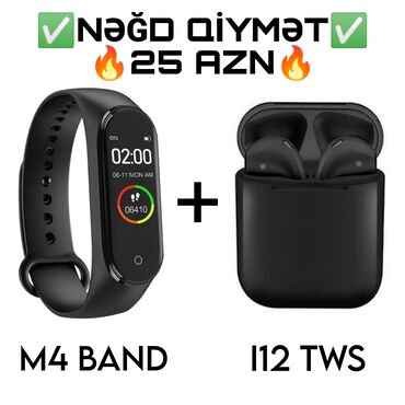 kamerasız telefonlar: • məhsullar: m4 smart band və i12 qulaqciq • qiymət: nəğd cəmi 25 azn🤩