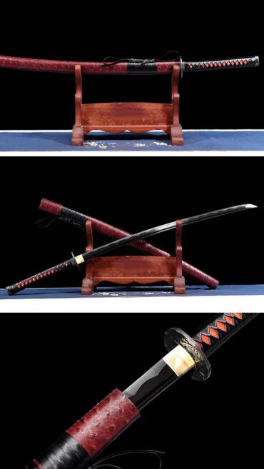 коллекционная: Катана Красная катана-меч с уникальным дизайном Черное лезвие