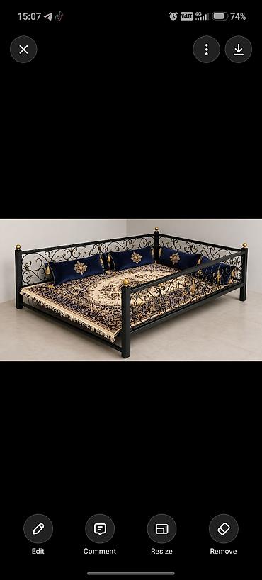 divan koşesi: Metall çarpayı/divan – klassik naxışlı dəmir konstruksiya - Material — 1