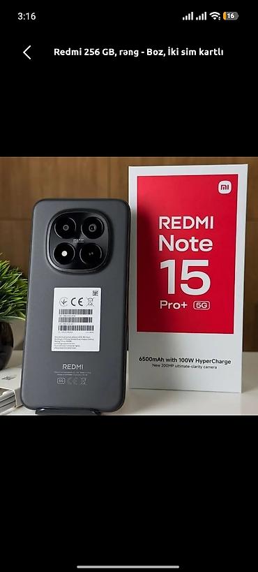 redmi note 14 pro 5g: Redmi 256 GB, rəng - Boz, İki sim kartlı — 1