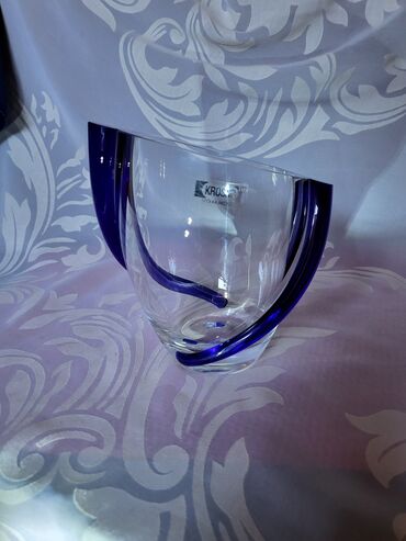 Ostali kućni dekor: Vaza nova,kristal,rucni rad,duvana usnama. Krasno Poljska. 80te — 6