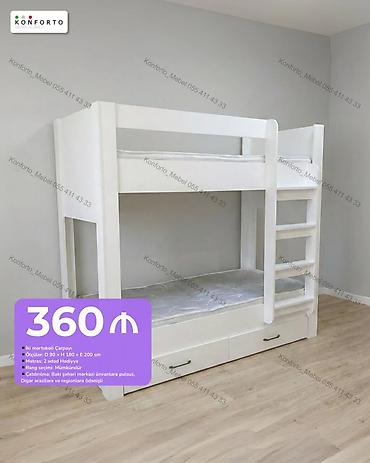 İki mərtəbəli çarpayı - Ölçülər: D 90 × H 180 × E 200 sm - Material