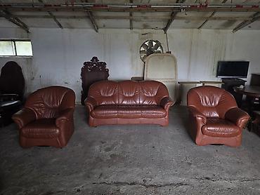 Stilske garniture: Kožna garnitura za sedenje – 1 - Komplet obuhvata: trosed i dve — 7