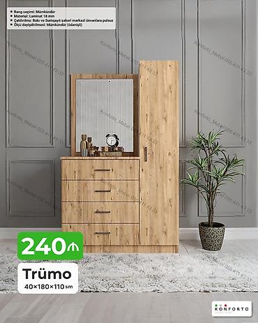guzgu aləmi: Trümo – 40×180×110 sm - Dizayn: Təbii ağac teksturalı korpus, inteqrə — 1