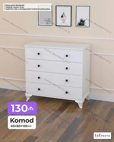 Ev və bağ: Ağ rəngli komod - Ölçülər: 40 × 80 × 100 sm - Material: 18 mm laminat — 1