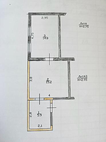 Продажа квартир: 2 комнаты, 35 м², Кызыл Аскер 1 этаж, Старый ремонт — 2