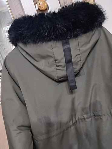 теплая верхняя одежда: Unisex qış parka gödəkçə - Rəng: zeytun-yaşıl - Kapüşon: iri, kənarı — 4