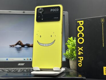 поко телефон: Poco X4 Pro 5G, Б/у, 256 ГБ, цвет - Желтый, 2 SIM