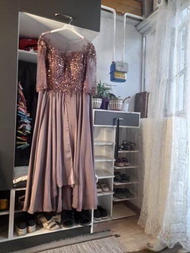 фиолетовое платье в пол: Вечернее платье, Длинная модель, С рукавами, Корсет, 4XL (EU 48), 5XL (EU 50)