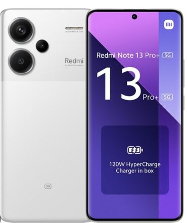 256 gb ucuz telefonlar: Xiaomi Redmi Note 13 Pro Plus, 256 ГБ, цвет - Белый, 
 Сенсорный, Отпечаток пальца, Беспроводная зарядка