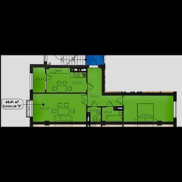 506: 2 комнаты, 64 м², Технопарк Элитка, 2 этаж, ПСО (под самоотделку) — 2
