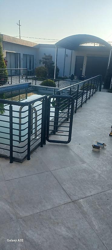 Hovuz ətrafı üçün metal məhəccər və keçid qapısı - Material: möhkəm