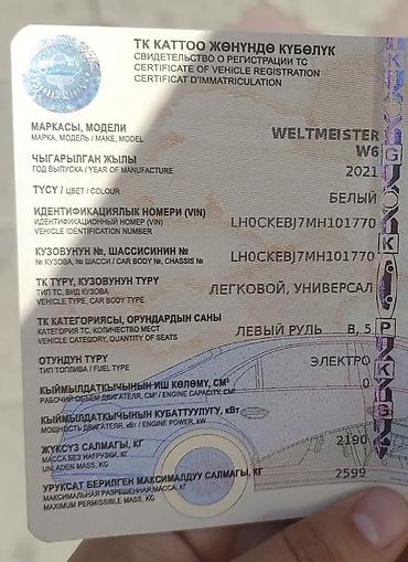 Weltmeister: Weltmeister W6, 2021 г., В наличии — 4