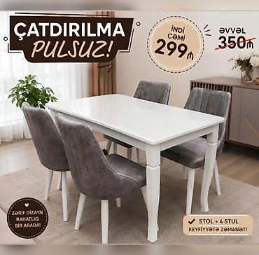 Mətbəx/Qonaq otağı üçün stol və 4 stul dəsti - Komplekt: 1 stol + 4 lalafo.az -da Mətbəx/Qonaq otağı üçün stol və 4 stul dəsti - Komplekt: 1 stol + 4