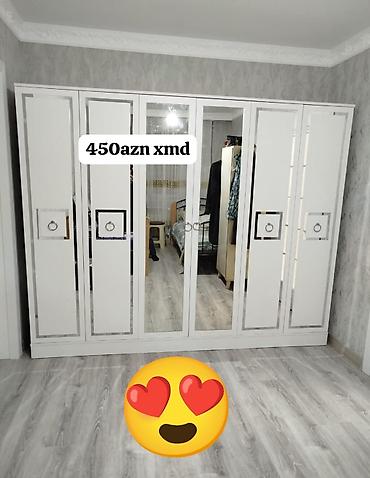 Yeni, 6 qapı, Güzgülü, Ağ, Açılan, Düz dolab
