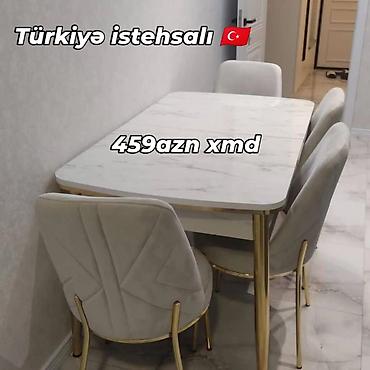 Ev və bağ: Masa və 4 ədəd stul dəsti – Türkiyə istehsalı - Dizayn: mərmər — 1