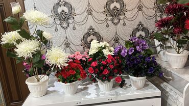 Декоративные цветы: Искусственные горшечные цветы - Яркие декоративные композиции в белых — 4