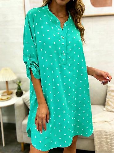 Haljine: Haljina-košulja sa tufnama - Model: ležerna A-linija, dužina iznad — 1