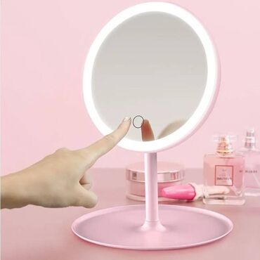зеркало дома: Продам светодиодное настольное зеркало для макияжа в розовом цвете