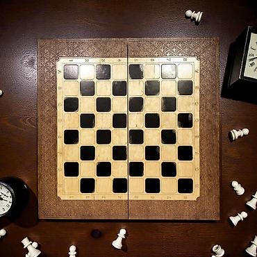 Настольные игры: Деревянный набор «Шахматы/Нарды 2-в-1» в резном футляре-книге. - — 2