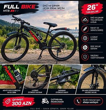 FULL BIKE Dağ velosiped - 26" təkərlər – dağ və şəhər yolları üçün