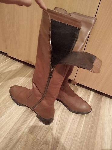 Сапоги: Высокие женские сапоги из натуральной кожи, цвет коньячный/коричневый — 5