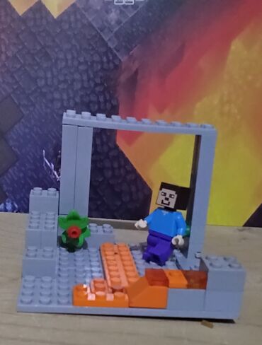 Oyuncaqlar: Lego Minecraft dəsti. Bu dəstə Minecraft personajı Steve, bitki və