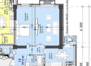 купить квартиру в ипотеку: 2 комнаты, 65 м², Элитка, 10 этаж, ПСО (под самоотделку)