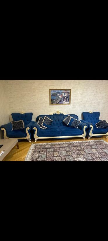 islenmis divan kreslo satiram: Б/у, Диван, 2 кресла