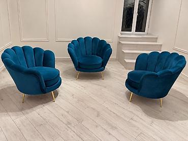 bag ucun stol stullar: Məhsul: 3 ədəd zümrüd-mavi qoltuq (qonaq otağı və ya obyekt üçün) - — 1