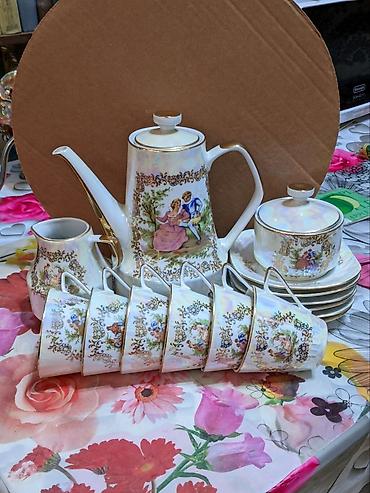 Çay dəsti, rəng - Ağ, Farfor, Madonna, 6 nəfərlik, Polşa