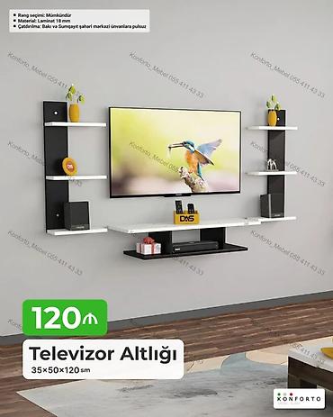 divar ref: Televizor altlığı və divar rəf sistemi - Ölçü: 35 × 50 × 120 sm - — 1