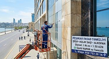 kondisoner temiri: Peşəkar fasad təmizliyi xidməti - Materiallar: şüşə, aqlay daşı — 1