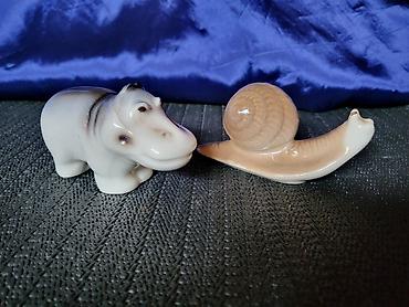 Ostali kućni dekor: Figure nove nilski konj i puz,porcelanske iz 70ih.god. Nove figure — 1