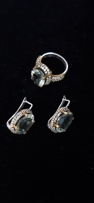 фенистил капли в Кыргызстан | АВТОЗАПЧАСТИ: Серьги и кольцо. Комплект ручной работы из серебра и золота. Камень -